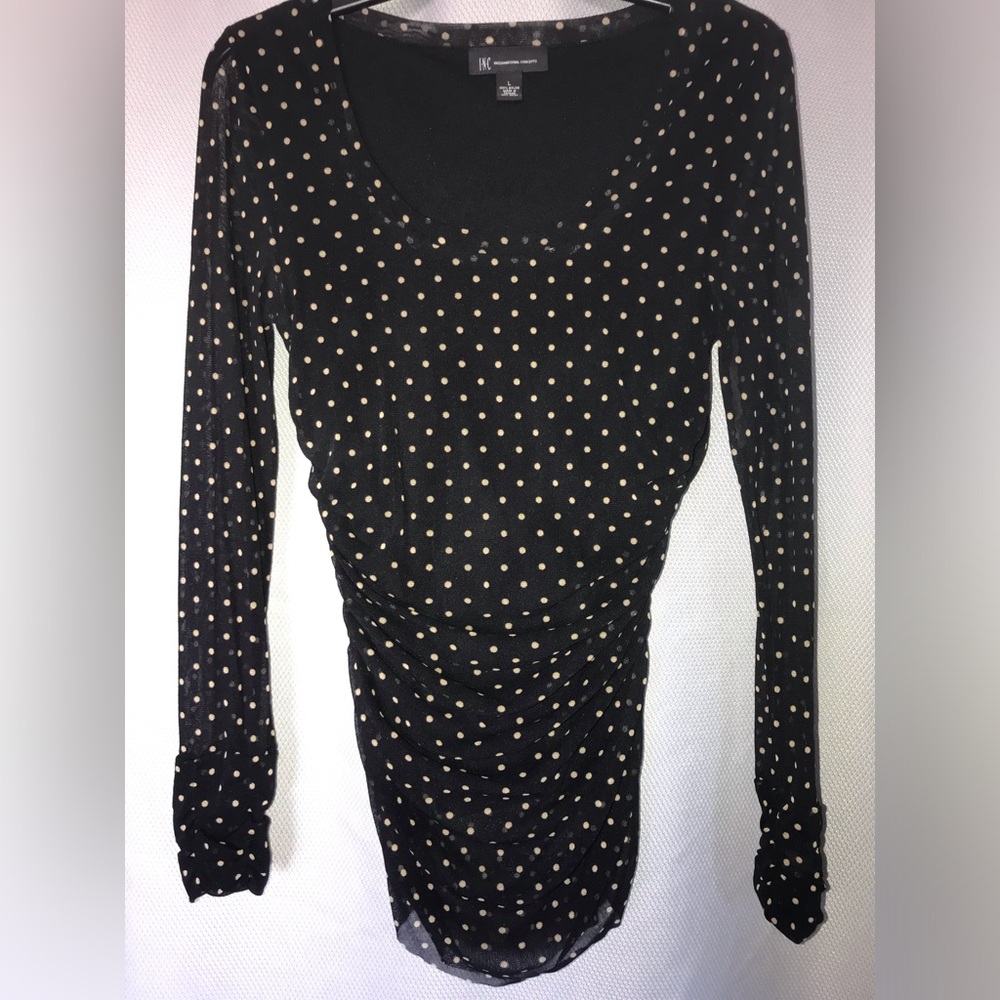 INC Womens Polka dot Top size L.